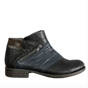 Remonte Women's US 8 EU 39 Rieker Boot Bootie Leather Navy Black Low Heel Zip